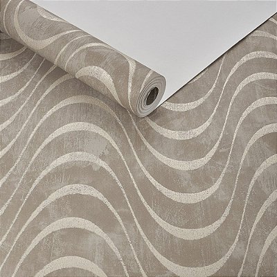 Papel De Parede Texturizado Marrom Ondas Para Home Office