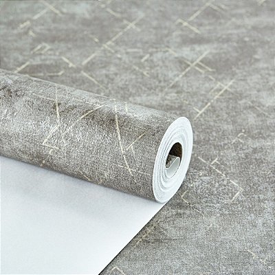 Papel De Parede Cinza Fendi Textura Ao Toque Para Quarto