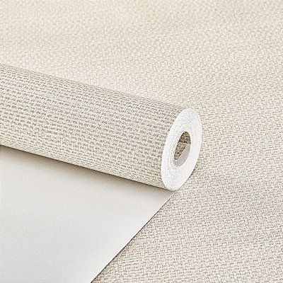Papel De Parede Rolo 10M Vinilico Linho Bege Claro Lavavel