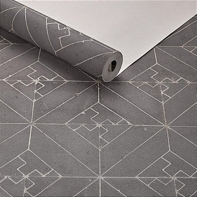 Papel De Parede Geométrico Textura Cerâmica Cinza Escuro