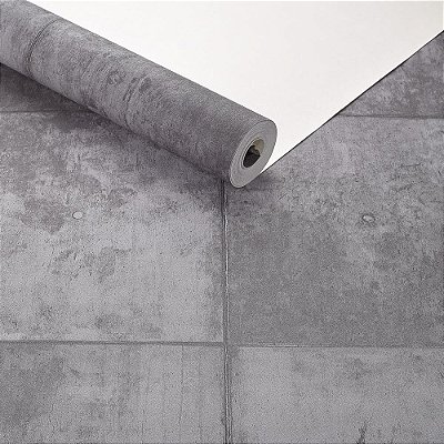 Papel De Parede Textura Bloco Concreto Cimento Cinza Escuro