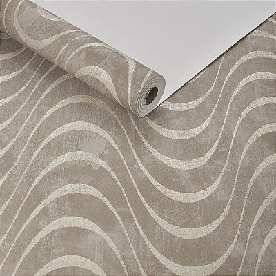 Papel De Parede Marrom Geometrico Ondas Importado Tnt