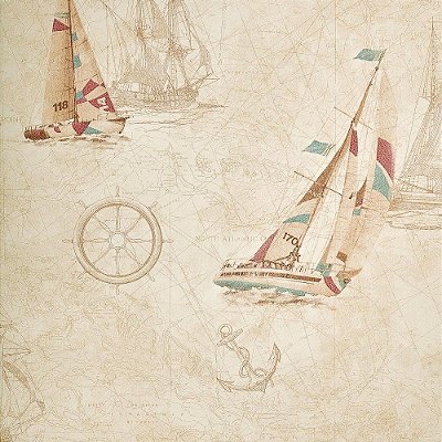 Papel De Parede Infantil Temático Barco Veleiro Caravela Mar