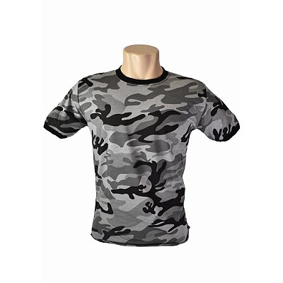 Camiseta Camuflada Cinza Urbano - 100% Algodão