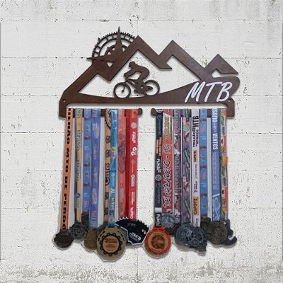 Porta Medalhas Mountain Bike cor de madeira