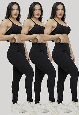 Kit 3 Legging Preta - Zero Transparência