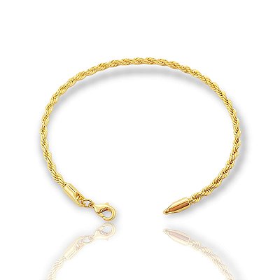 Pulseira Cordão Baiano 3mm Fecho Tradicional Banhada A Ouro 18k PUL017