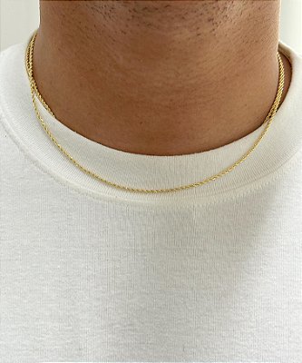 Corrente Cordão Baiano 50cm 1,6mm Fecho Tradicional Banhada A Ouro 18k COR003