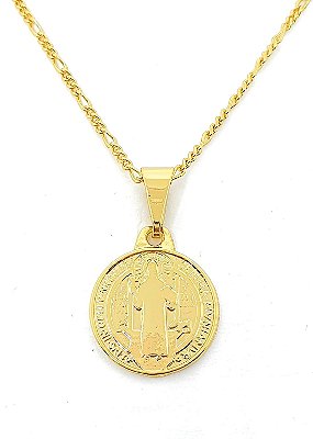 Pingente Medalha São Bento (15,5X15,5mm) Banhado A Ouro 18k PIN024