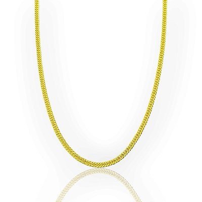 Corrente Grumet Dupla 50cm 3mm Fecho Tradicional Banhada a Ouro 18k COR060