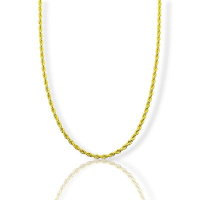 Corrente Cordão Baiano 50cm 3mm Fecho Tradicional Banhada a Ouro 18k COR061