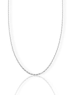 Corrente Elo Cadeado 50cm 2mm Fecho Tradicional Banhada a Ouro Branco COR062