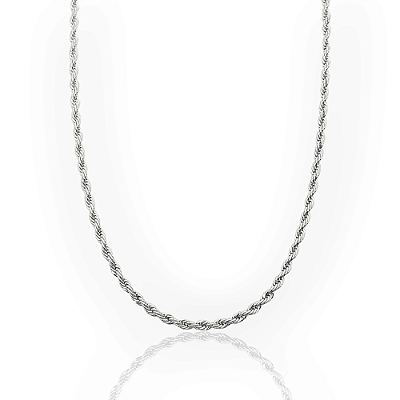 Corrente Cordão Baiano 50cm 3mm Fecho Tradicional Banhada a Ouro Branco COR067