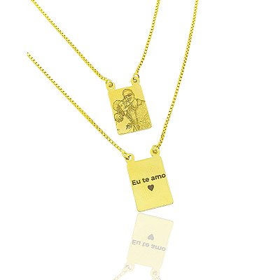Escapúlario Personalizado Corrente Veneziana (12x17mm) Banhada a Ouro 18k
