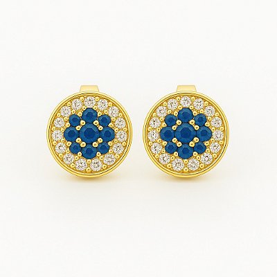 Brinco Fílip Blue (7,5mm) Banhado A Ouro 18K BRI188