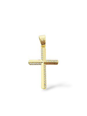 Pingente Cruz Linear (17x26mm) Banhado A Ouro 18K PIN130