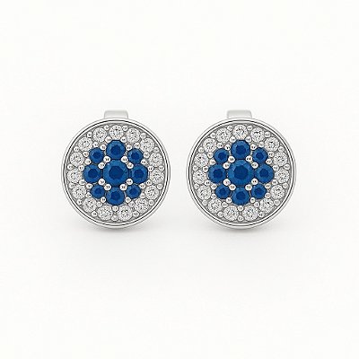 Brinco Fílip Blue (7,5mm) Banhado A Ouro Branco BRI191