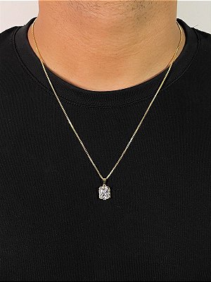 Corrente Veneziana 60cm 1,2mm + Pingente Prisma Banhada a Ouro 18k COR006-PIN129