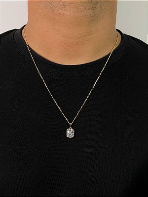 Corrente 3 por 1 - 60cm 1,4mm + Pingente Prisma Banhada a Ouro 18k COR020-PIN129