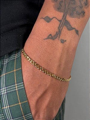 Pulseira Grumet 4mm Fecho Tradicional Banhada A Ouro 18k PUL060