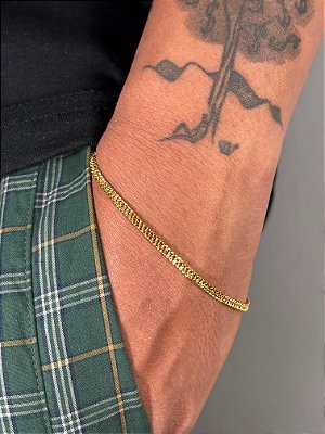Pulseira Grumet Dupla 3mm Fecho Tradicional Banhada A Ouro 18k PUL061