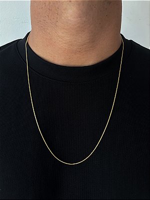 Corrente Rabo de Rato 70cm 1mm Fecho Tradicional Banhada A Ouro 18k COR086