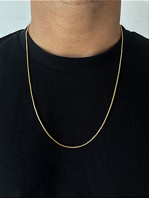 Corrente Rabo de Rato 70cm 2mm Fecho Tradicional Banhada A Ouro 18k COR087