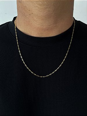 Corrente Elo Alongado 60cm 2mm Fecho Tradicional Banhada A Ouro 18k COR083