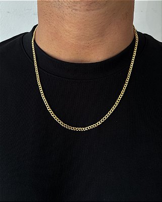 Corrente Grumet 60cm 4mm Fecho Gaveta Banhada A Ouro 18k COR080