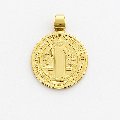 Pingente São Bento Liso (20mm) Banhado A Ouro 18k PIN135