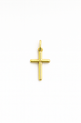 Pingente Cruz Liso Oval (14x21mm) Banhado A Ouro 18k PIN138