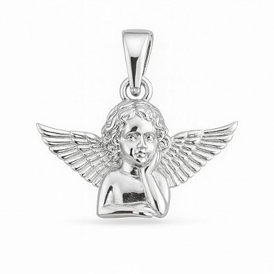 Pingente Anjo (24x17mm) Banhado A Ouro Branco PIN140