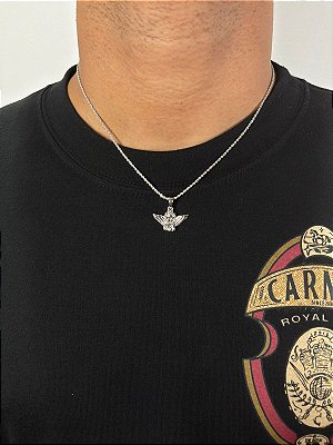 Corrente Cordão Baiano 50cm 1,6mm + Pingente Anjo (24x17mm) Banhado A Ouro Branco COR01-PIN140