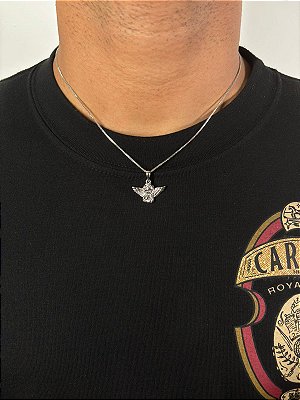 Corrente Veneziana 50cm 1mm + Pingente Anjo (24x17mm) Banhado A Ouro Branco COR002-PIN140