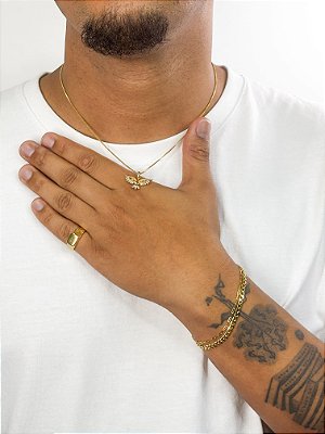 Kit Completo 1 Com 5 Peças Banhado A Ouro 18k COR009-PIN112-PUL043-PUL006-BRIP001-BRIP002