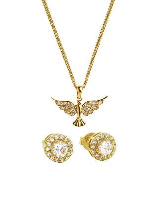 Kit Corrente Grumet 50cm 1,4mm + Pingente Passaro Cravejado + Brinco Masculino Par Redondo Cravejado Fílip 1 (7mm) Banha