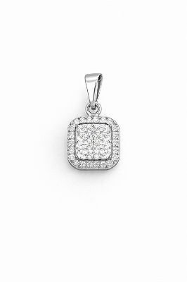 Pingente Imperial Quadrado (10x10mm) Banhado A Ouro Branco PIN152