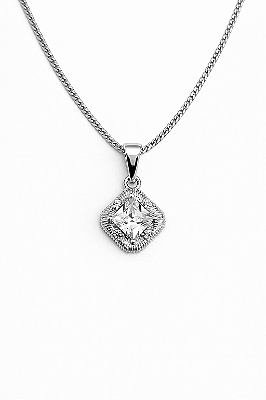 Corrente Veneziana 50cm 1mm + Pingente Quadrado 5 pedras (11x11mm) Banhado A Ouro COR002-PIN154