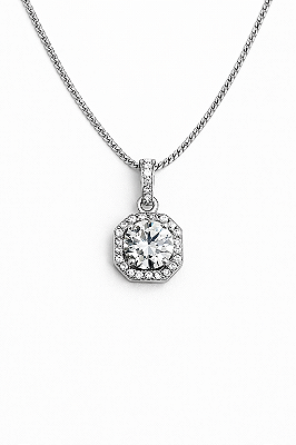 Corrente Veneziana 50cm 1mm + Pingente Imperador Quadrado (11x11mm) Banhado A Ouro Branco COR002-PIN148