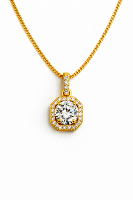 Corrente Grumet 50cm 1,4mm + Pingente Imperador Quadrado (11x11mm) Banhado A Ouro 18k COR014-PIN147