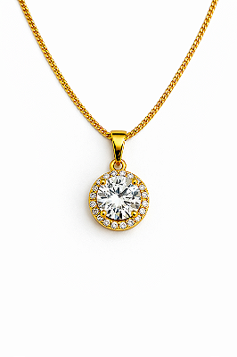 Corrente Grumet 50cm 1,4mm + Pingente Imperial 1 (11mm) Banhado A Ouro 18k COR014-PIN149