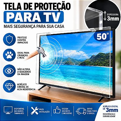 TELA PROTETORA  PROTEÇÃO  ESCUDO TV 50 POLEGADAS 3MM
