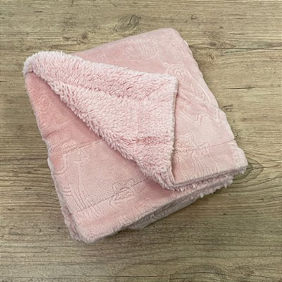 Cobertor Plush com Sherpa Ursinha - Rosa
