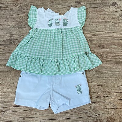 Conjunto Bata e Shorts Cacto - Verde