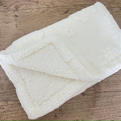 Cobertor Plush com Sherpa Urso - Branco