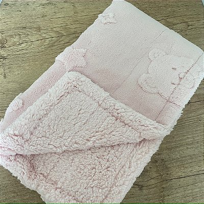 Cobertor Plush com Sherpa Ursa - Rosa