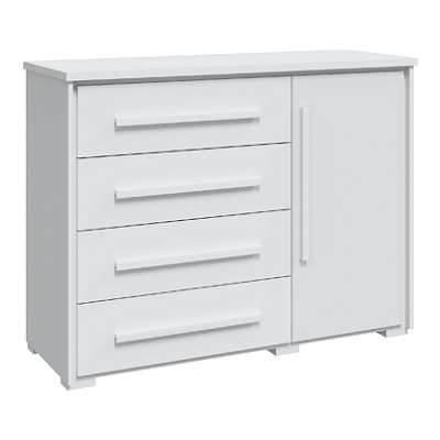 Cômoda Grande para Quarto com Sapateira 4 Gavetas Rimo Angra Branco