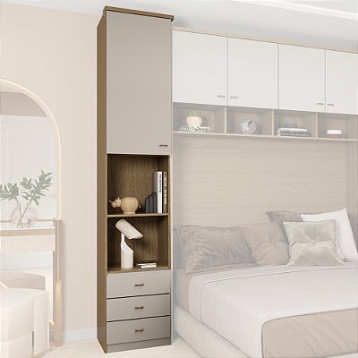 Guarda Roupa Modulado Lateral 1 Porta 3 Gavetas 44cm Rimo Setiba