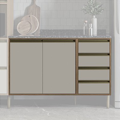 Balcão de Cozinha 2 Portas e 4 Gavetas 120cm Rimo Vitória