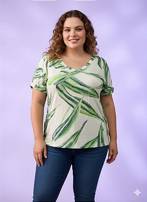 Blusa Manga Curta Visco Estampada 8260